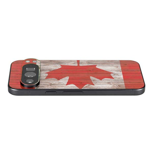 Canadian Flag Dark Wood Pixel 9 Pro XL Skin